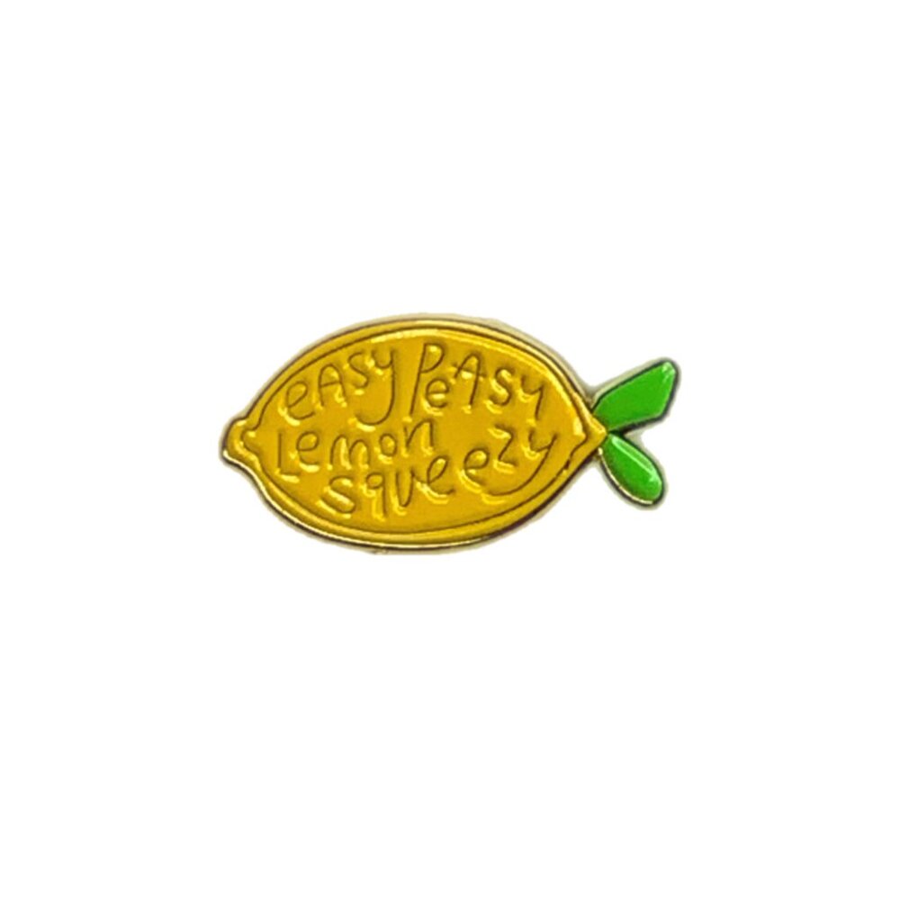 NEW! Easy Peasy Lemon Squeezy Enamel Pin Brooch Yellow Fun! Sassy - Picture 2 of 7